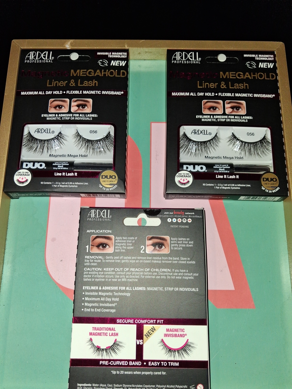 3 Pack Bundle Ardell Magnetic MegaHold Liner & Lash 056 Black 0.08 oz Reusable